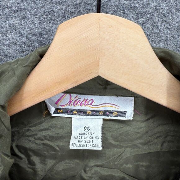 Diana Marco Shirt Women 22 Plus Gray Button Up Collared Silk Long Sleeve Casual - Picture 3 of 6